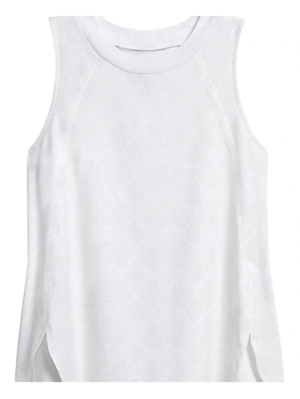 Athleta Zephyr Muscle Tank White Python Print Split Hem Sz Medium
